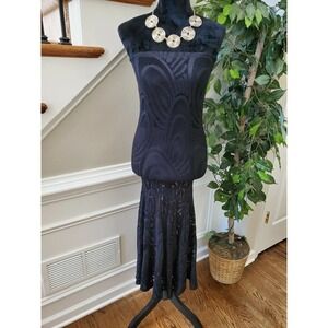 Boutique Style Solid Black Nylon Off The Shoulders Bodycon Dress Size Small